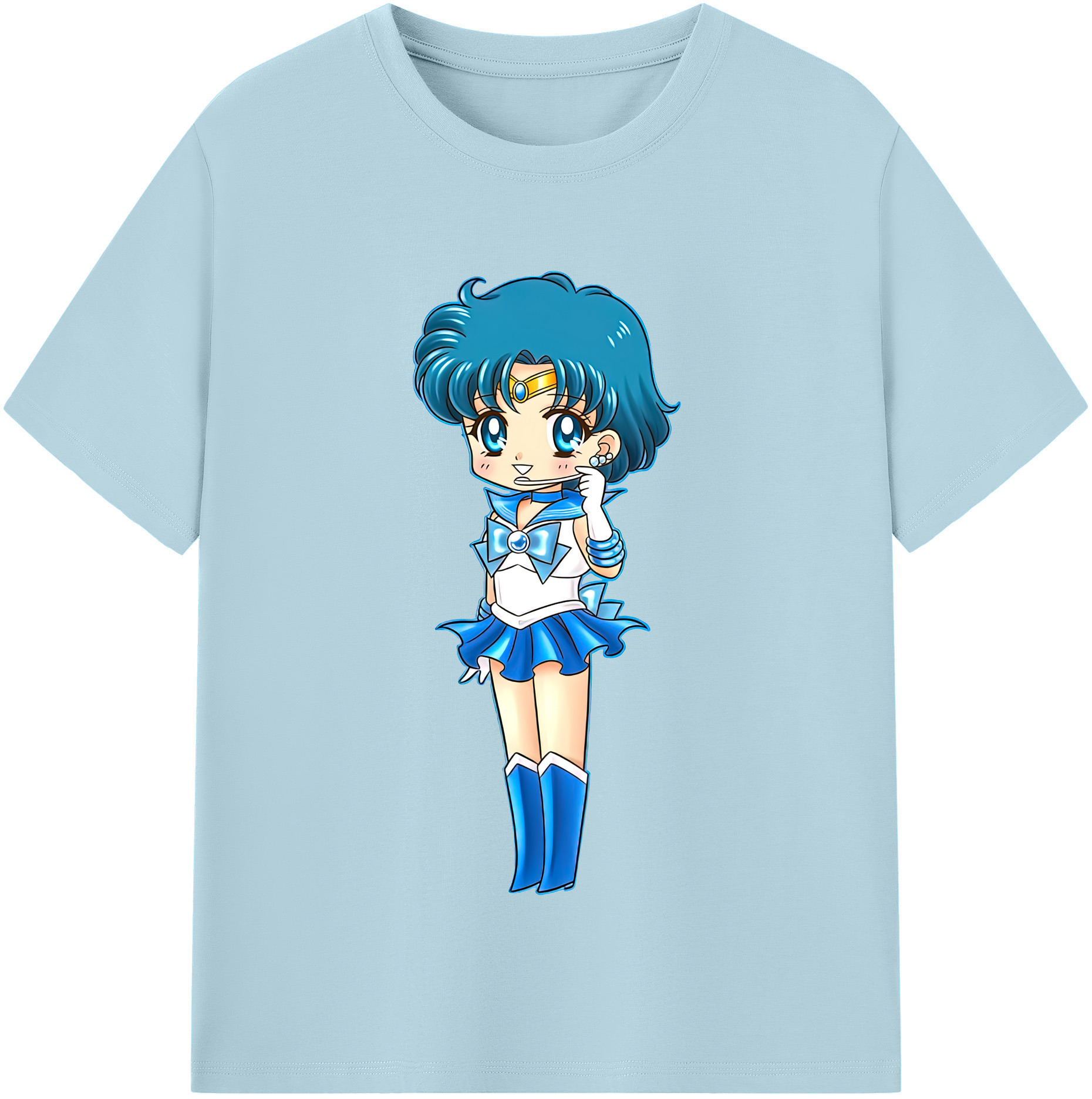 （画像用） 美少女戦士セーラームーン 水野 亜美 みずの あみ Sailor Moon Mizuno Ami 綿100％半袖Tシャツ（フロントプリント）